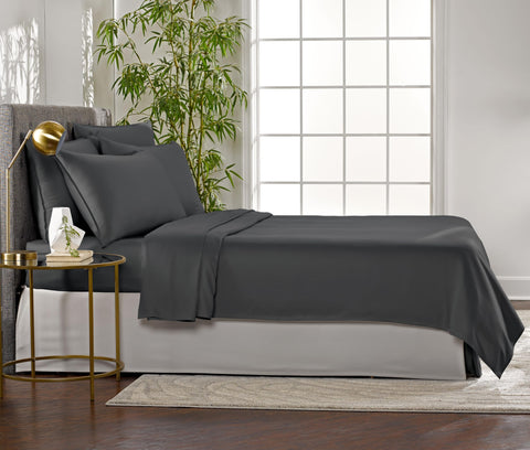 Pure Bamboo queen sheets deep pocket detail shows snug fit up to 16 inches