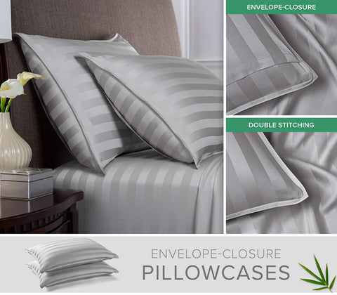Pure Bamboo Queen Sheets double stitched pillowcase highlights durability and care