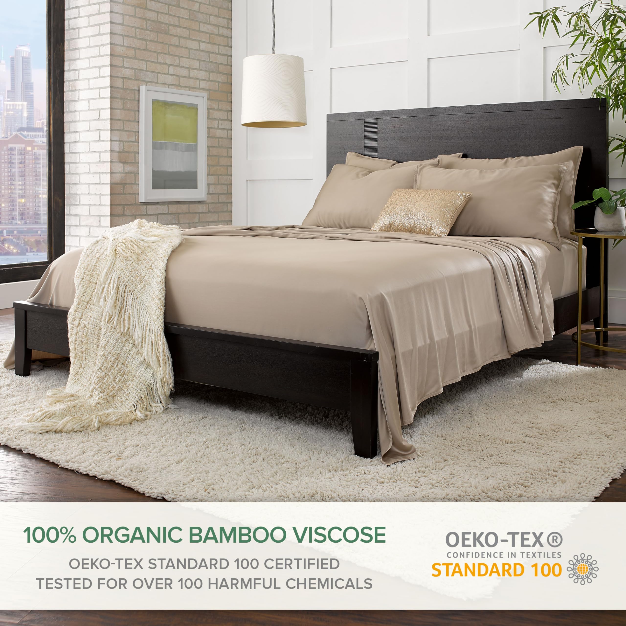 Pure Bamboo Queen Sheets fabric close-up reveals silky softness ideal for smooth nightly sleep.