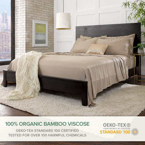 Pure Bamboo Queen Sheets fabric close-up reveals silky softness ideal for smooth nightly sleep.