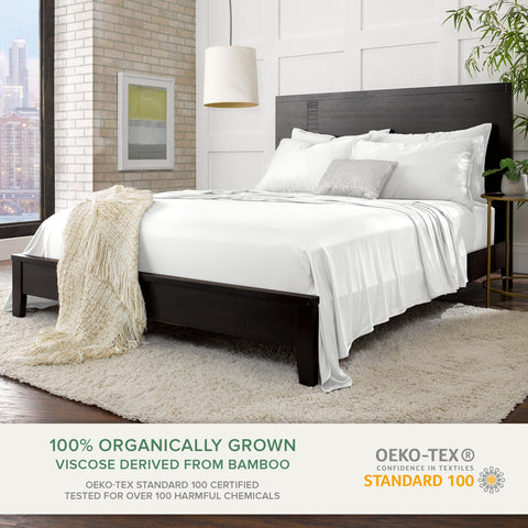 Pure Bamboo Queen Sheets flat sheet with silky softness and easy care.