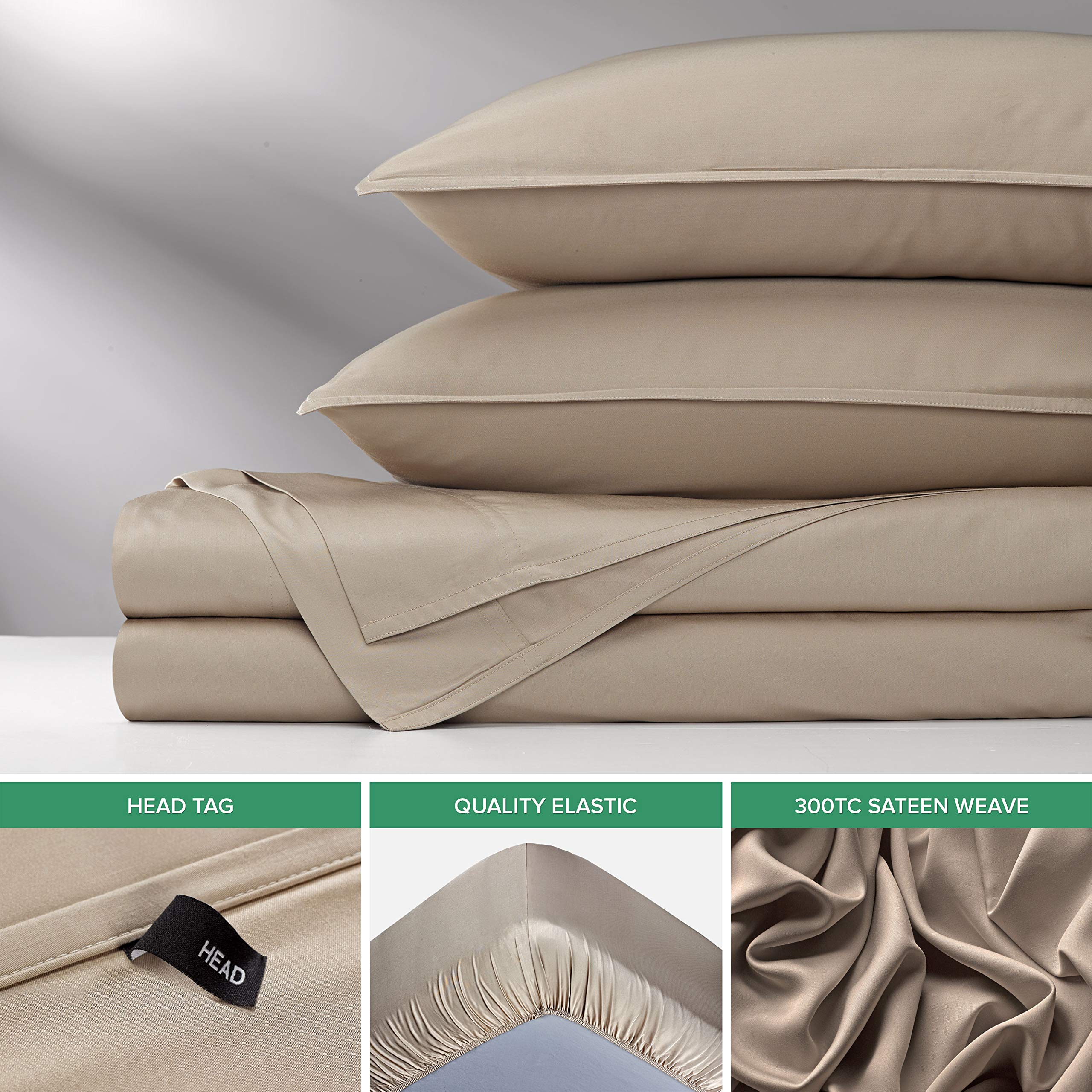 Pure Bamboo Queen Sheets overlapping closure on pillowcases ensures neat pillow fit.