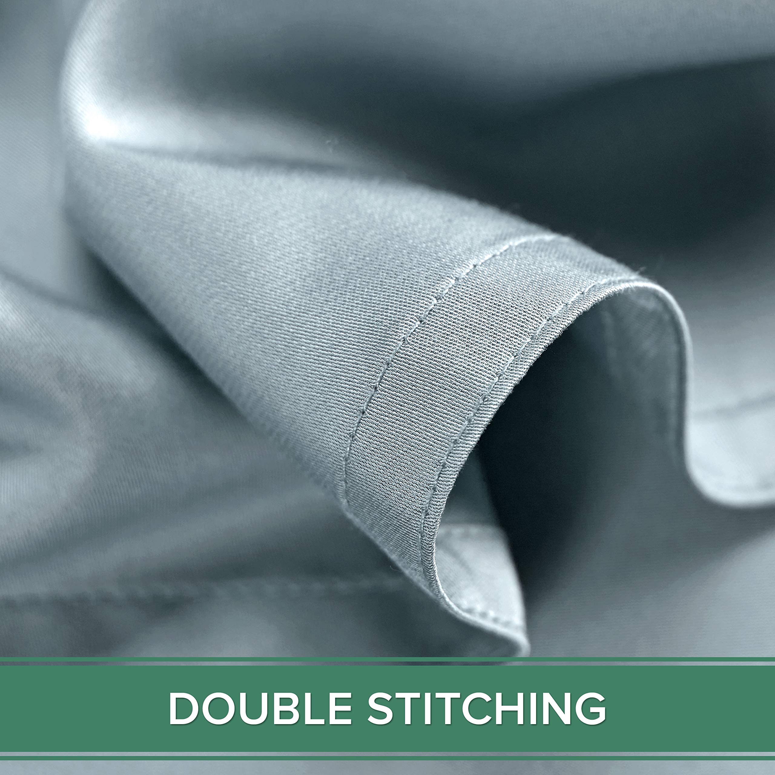 Sterling Blue Pure Bamboo queen sheets in soft lighting for a calm look