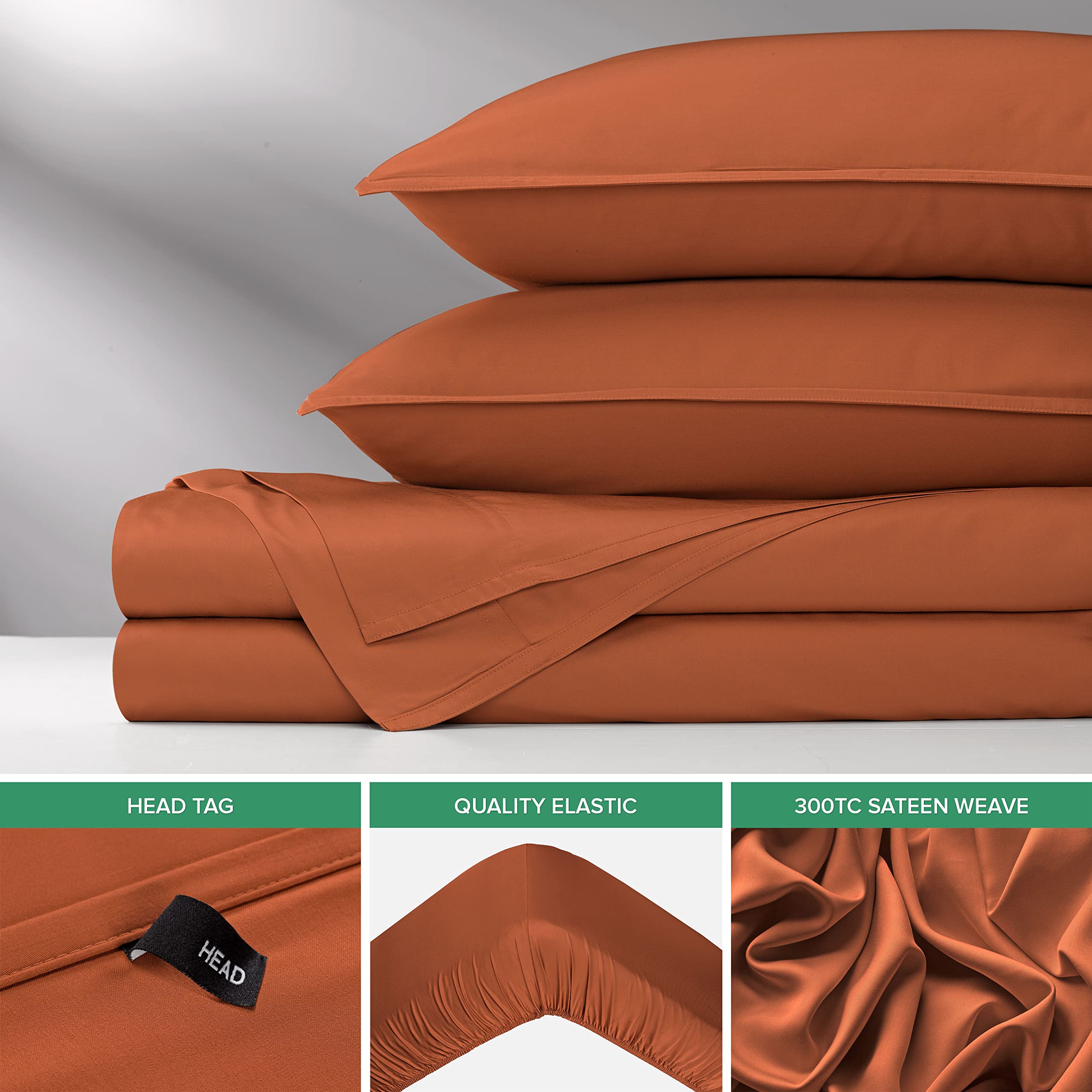 Pure Bamboo Queen Sheets terracotta color close-up adds warm, rich style to your bedding.