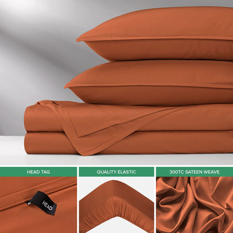 Pure Bamboo Queen Sheets terracotta color close-up adds warm, rich style to your bedding.