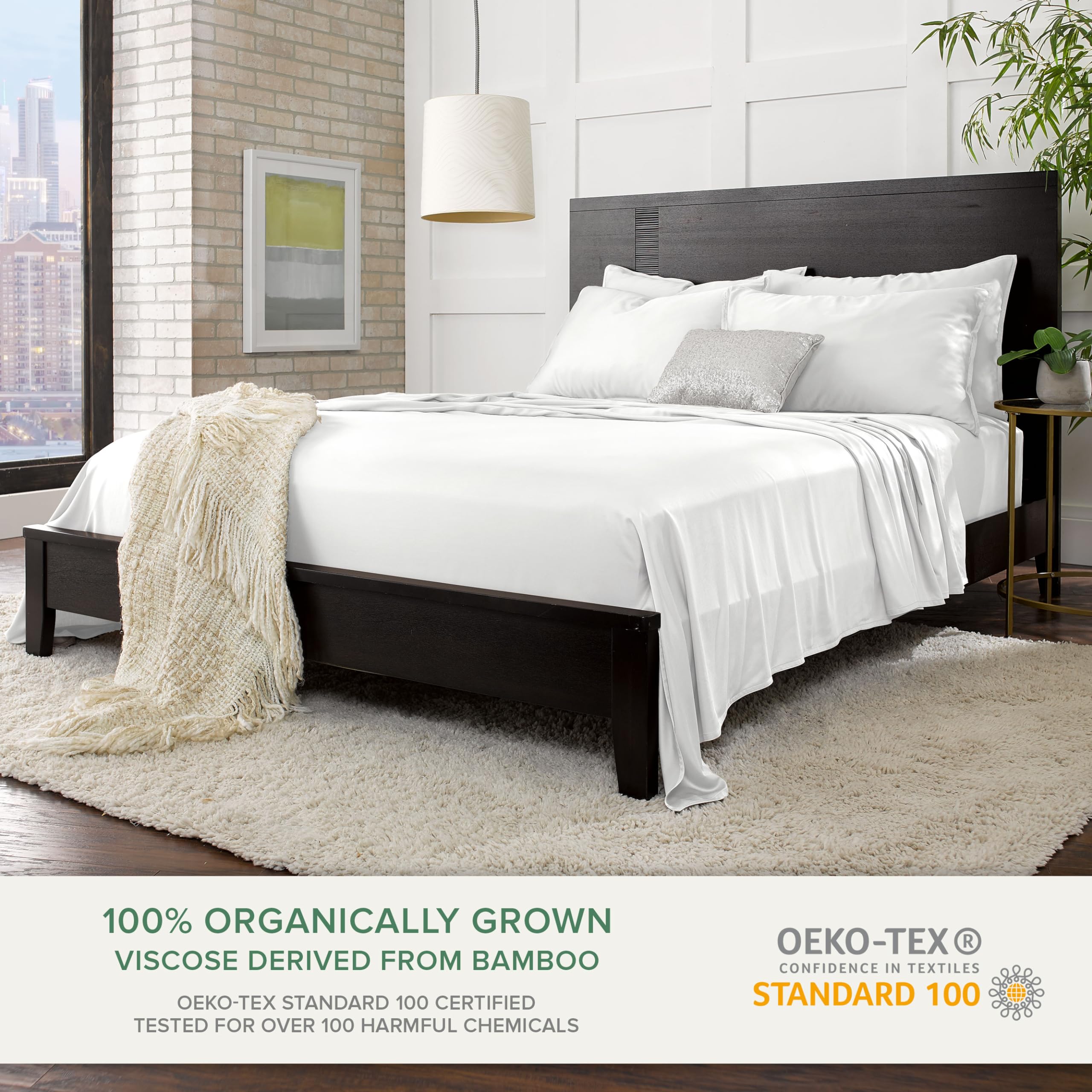 Pure Bamboo Twin XL sheets on bed highlight breathable silky feel for hot sleepers