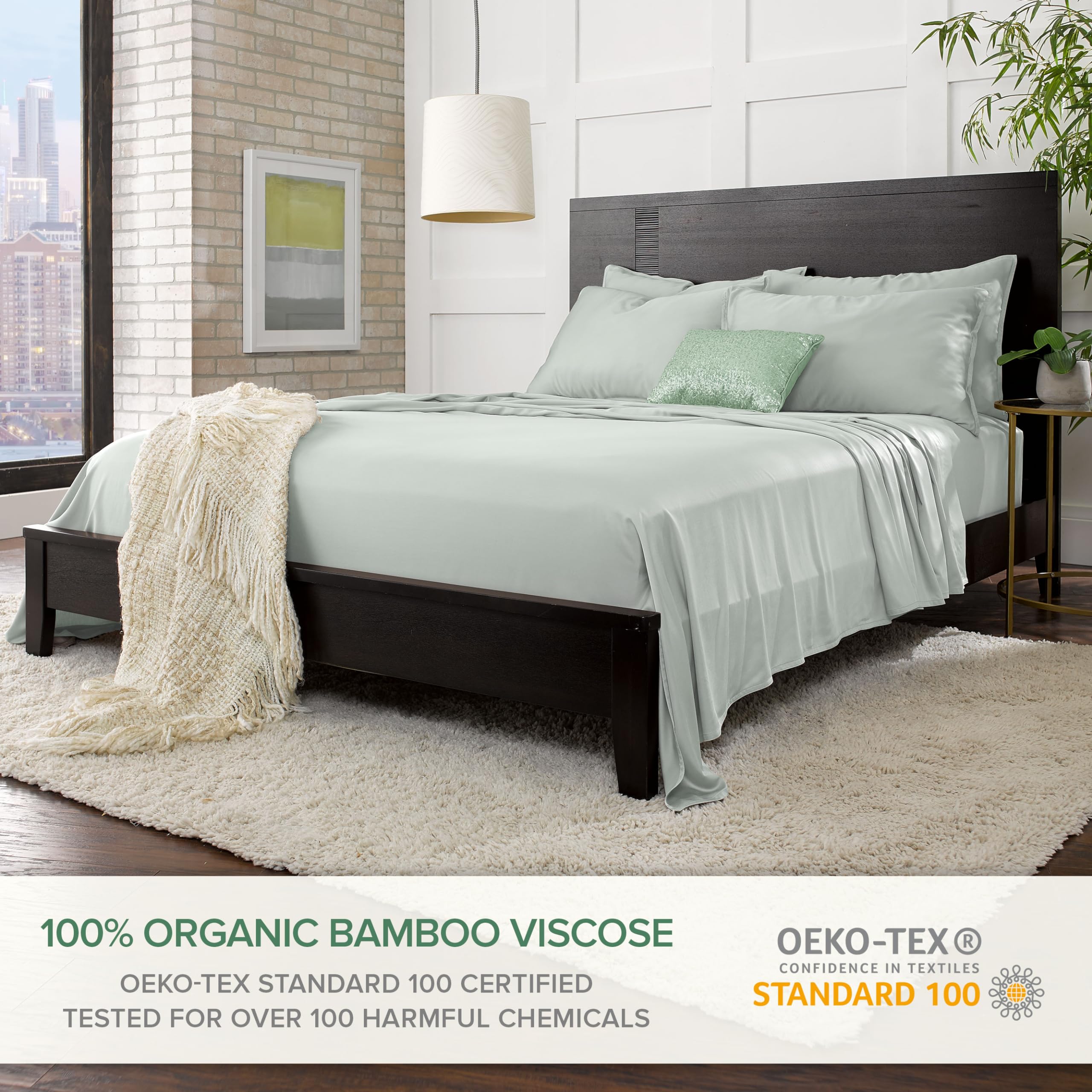 Pure Bamboo Twin XL Soft Silky Fabric provides a smooth, cooling touch for hot sleepers.