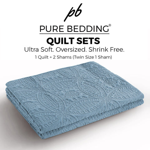 Pure Bedding geometric quilt pattern close-up highlighting lightweight microfiber feel.