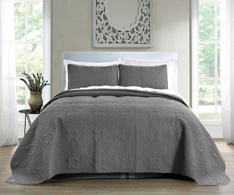 Pure Bedding quilt set close-up showing geometric stitching for durability.