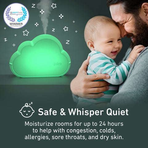 Pure Enrichment PureBaby Cloud Humidifier night light with color options for soothing bedtime.