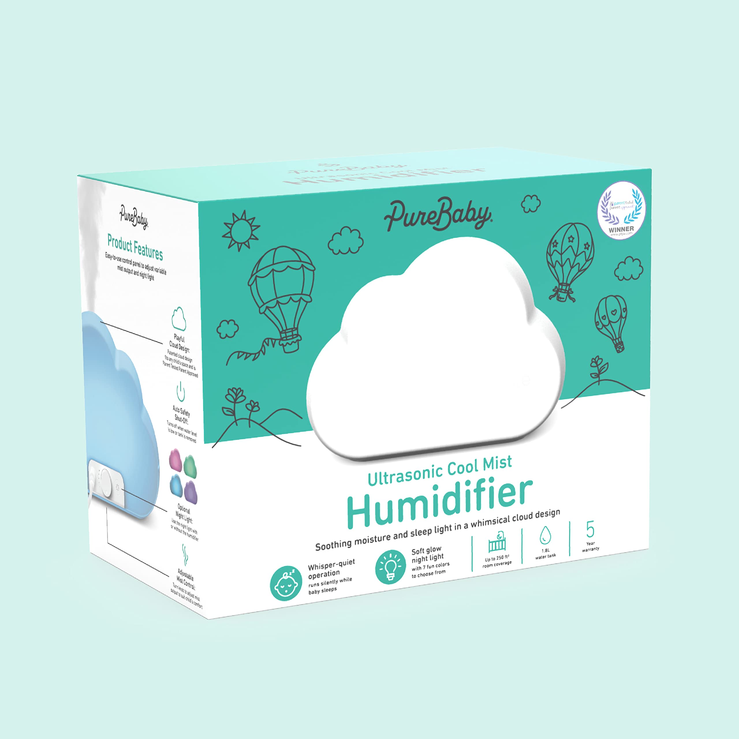 Pure Enrichment PureBaby Cloud Humidifier ideal for nurseries and kids rooms.
