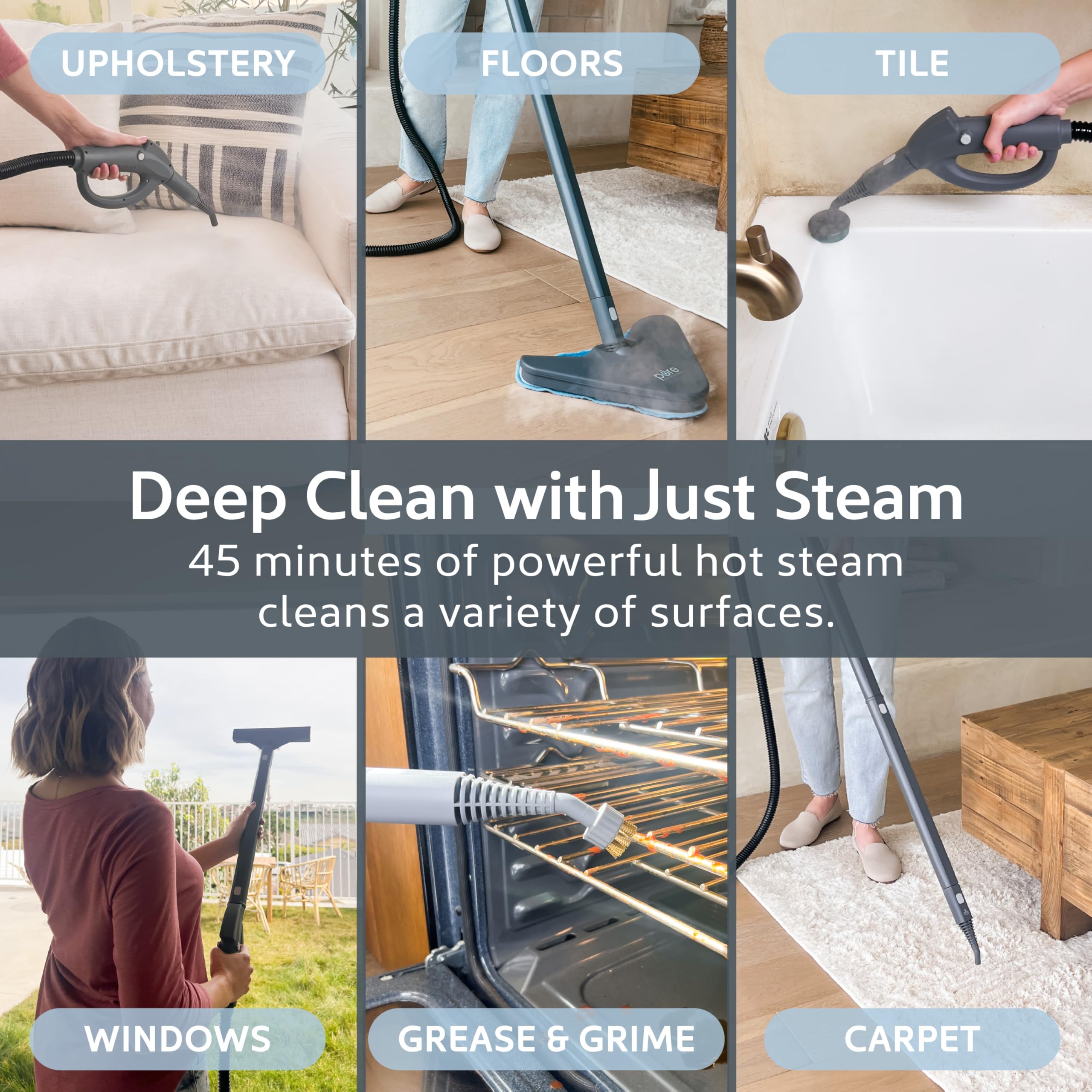 Pure Enrichment PureClean XL includes 17 accessories for versatile cleaning tasks.