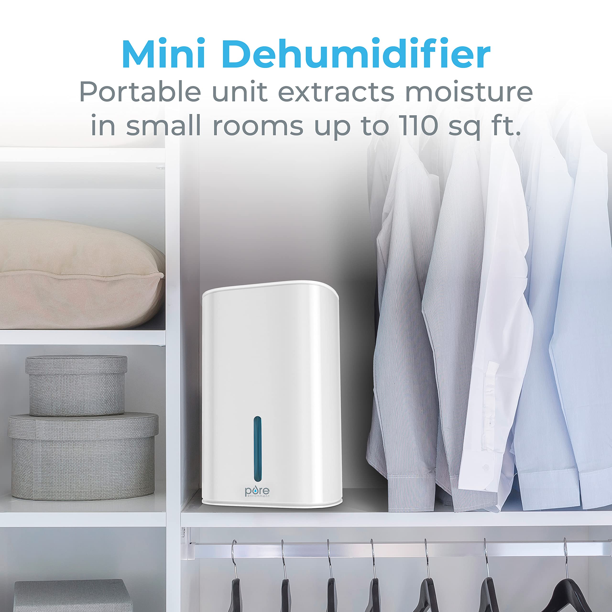 Pure Enrichment PureDry Mini side profile highlights compact design for tight spaces.