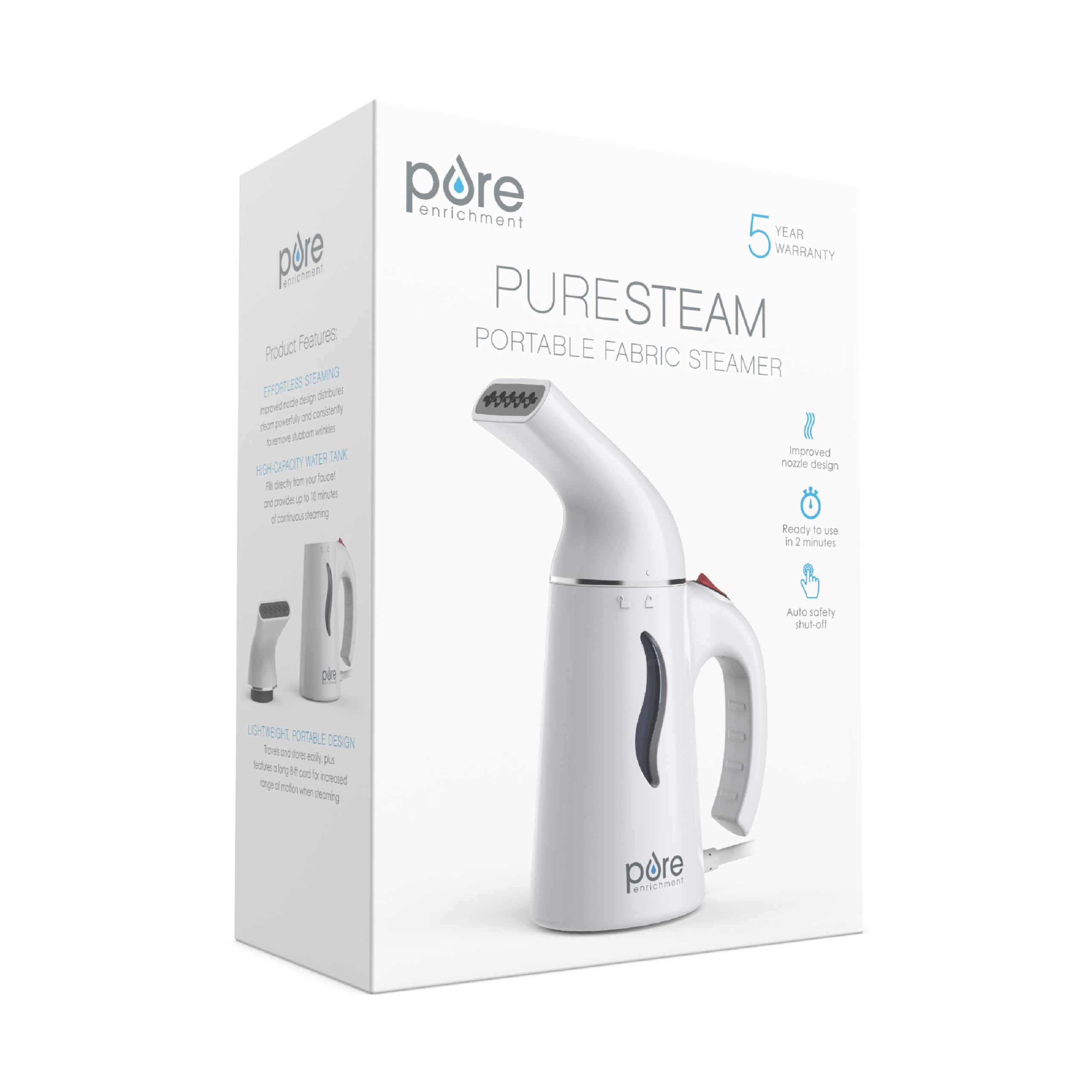 Pure Enrichment PureSteam-steamer-8ft-cord emphasizes reach for versatile steaming anywhere.