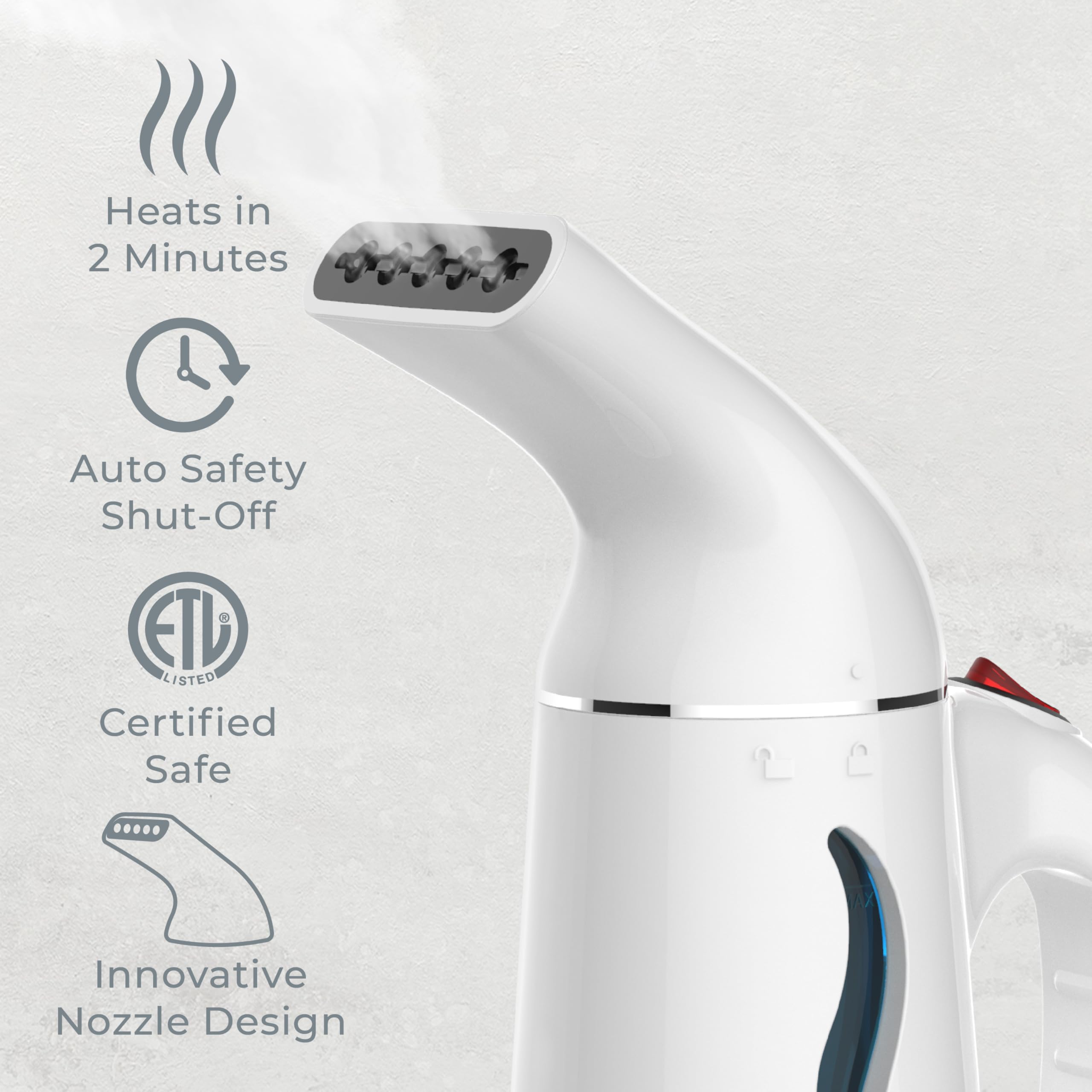 Pure Enrichment PureSteam water-tank highlights a 130 mL capacity for extended steaming.