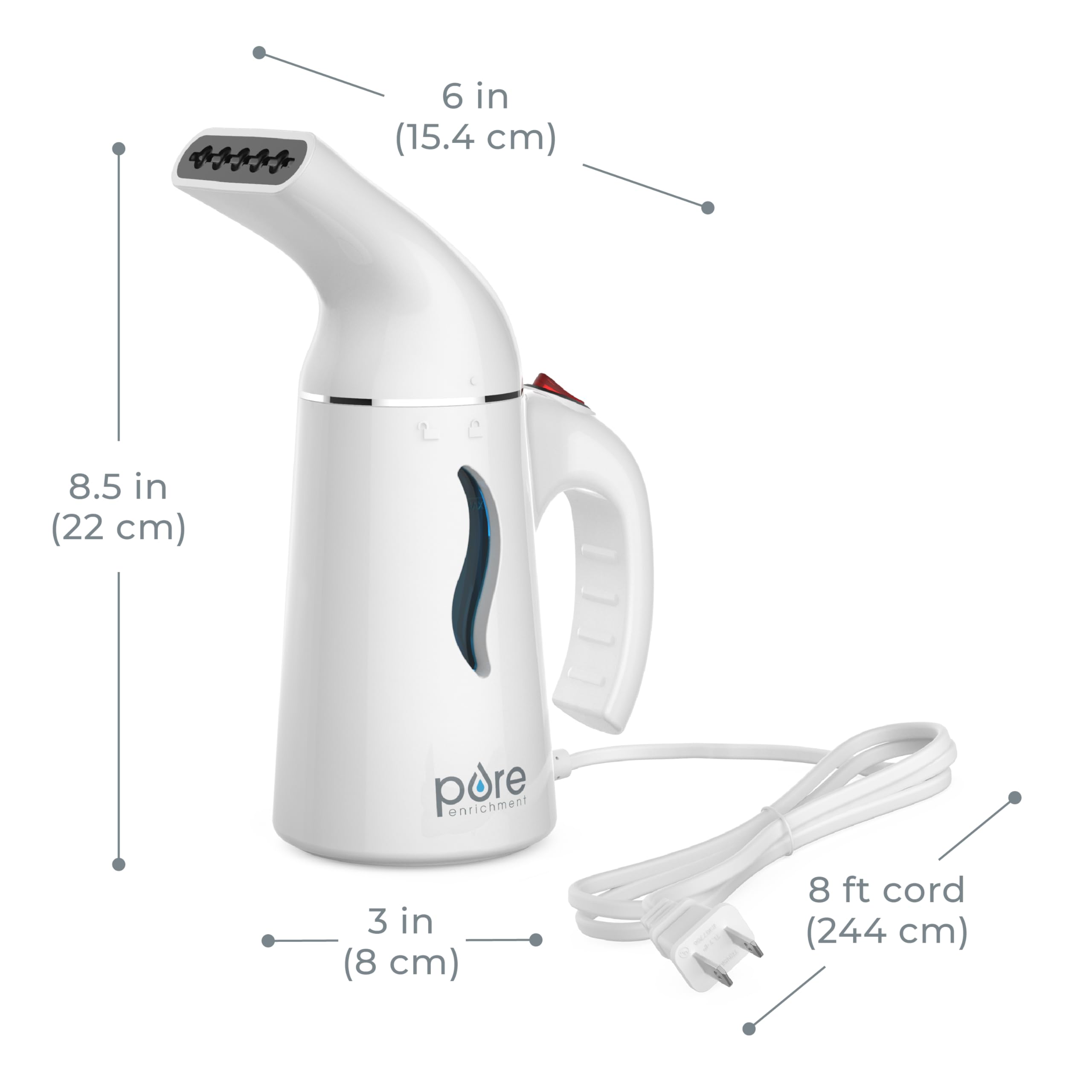 Pure Enrichment PureSteam-steamer-wrinkle-removal highlights quick smoothing of garments and home textiles.