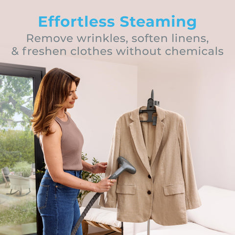 Pure Enrichment PureSteam XL garment hanger keeps fabrics flat while steaming