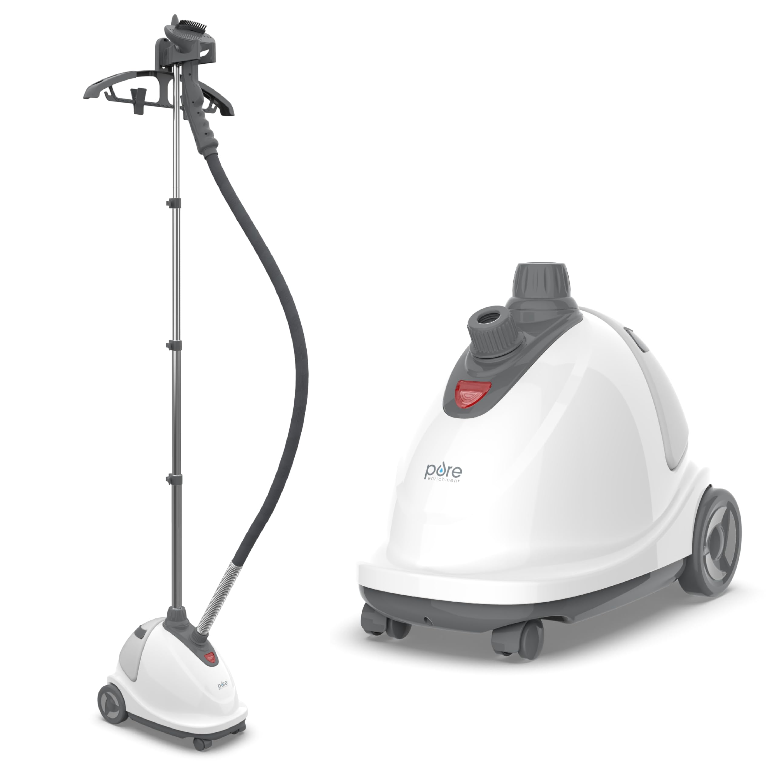 Pure Enrichment PureSteam XL standing steamer on wheels for easy room-to-room use