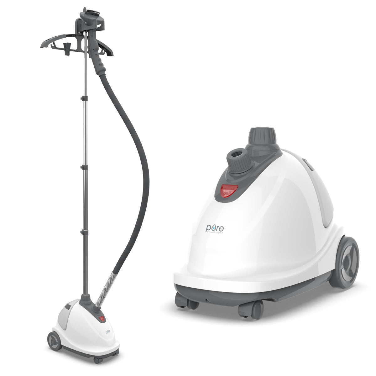 Pure Enrichment PureSteam XL standing steamer on wheels for easy room-to-room use