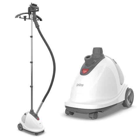 Pure Enrichment PureSteam XL standing steamer on wheels for easy room-to-room use