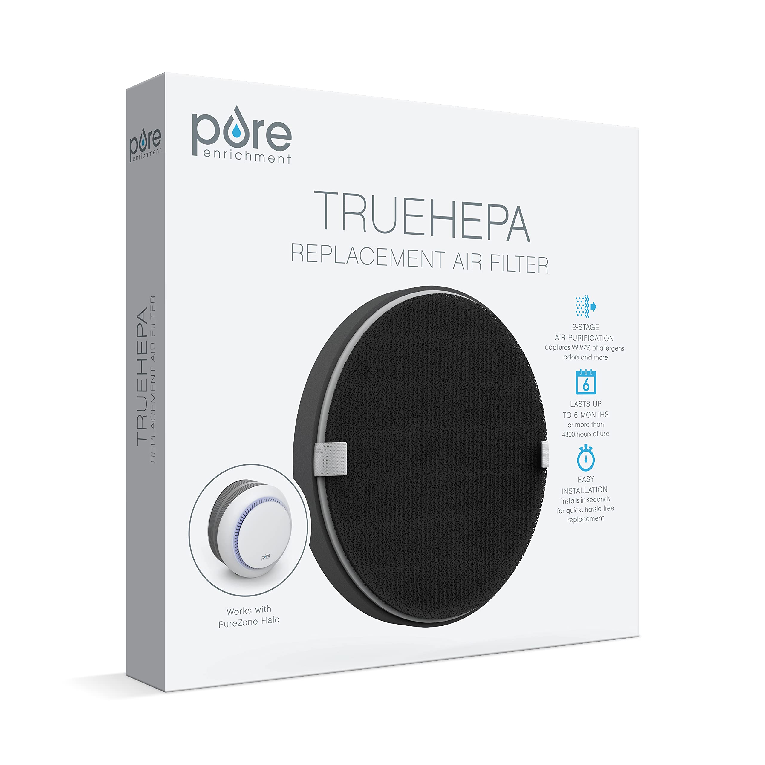 Pure Enrichment PureZone Halo filter recycling-friendly design supports disposal.