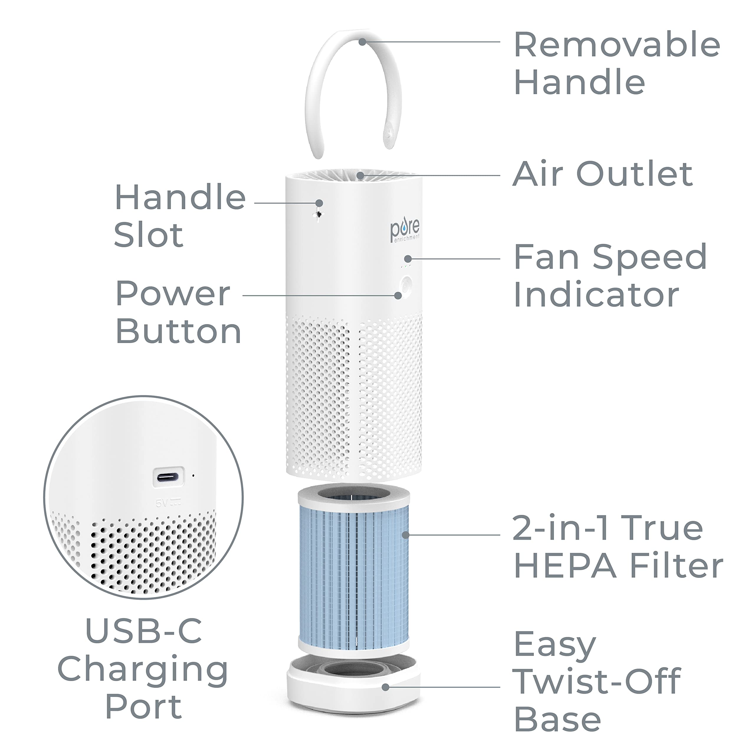 Pure Enrichment PureZone Mini offers 3 speeds for customizable airflow