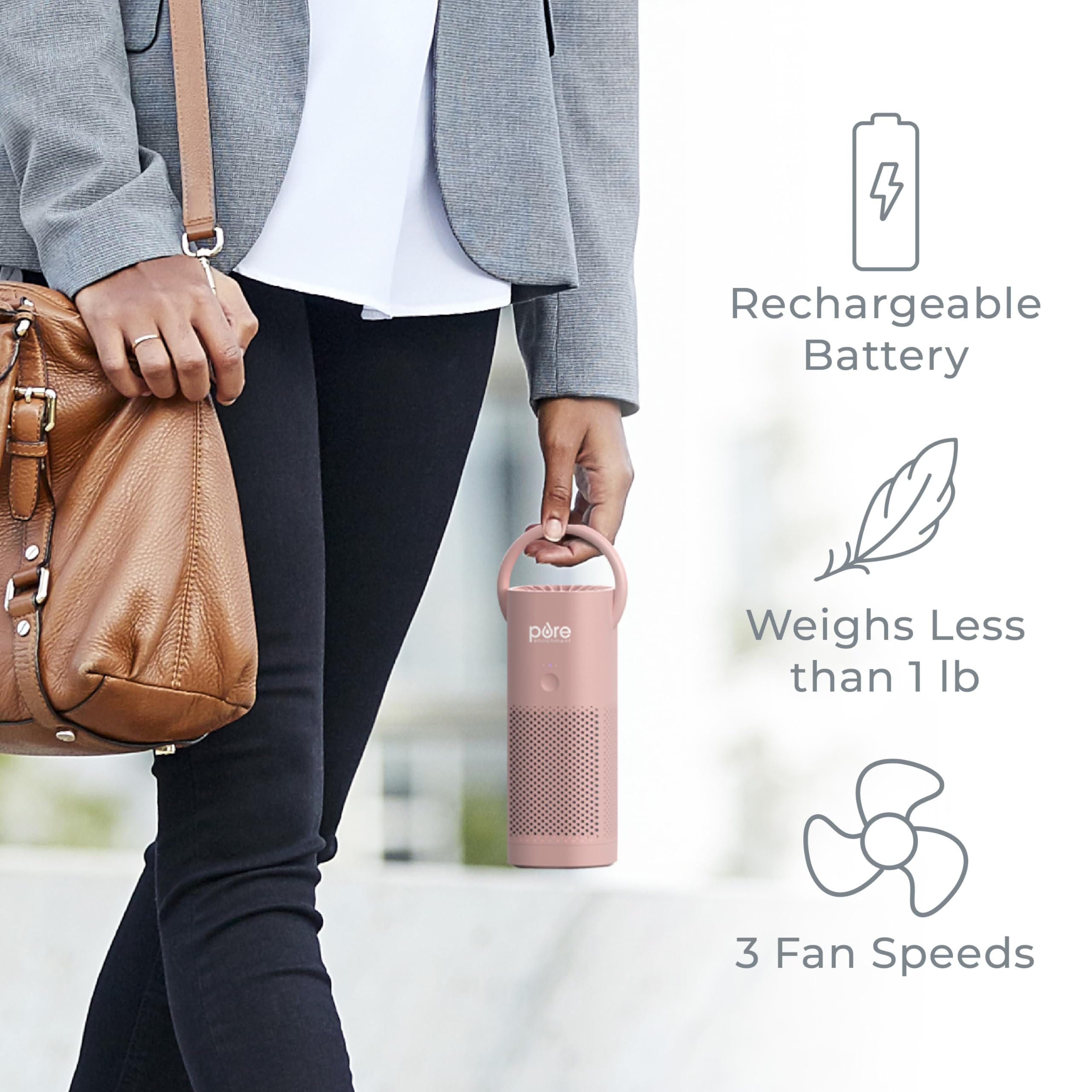 Pure Enrichment PureZone Mini in car for fresh cabin air during commutes.