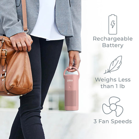 Pure Enrichment PureZone Mini in car for fresh cabin air during commutes.