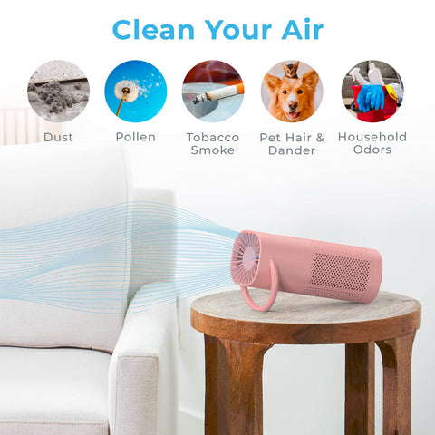 Pure Enrichment PureZone Mini on desk for personal space purification.