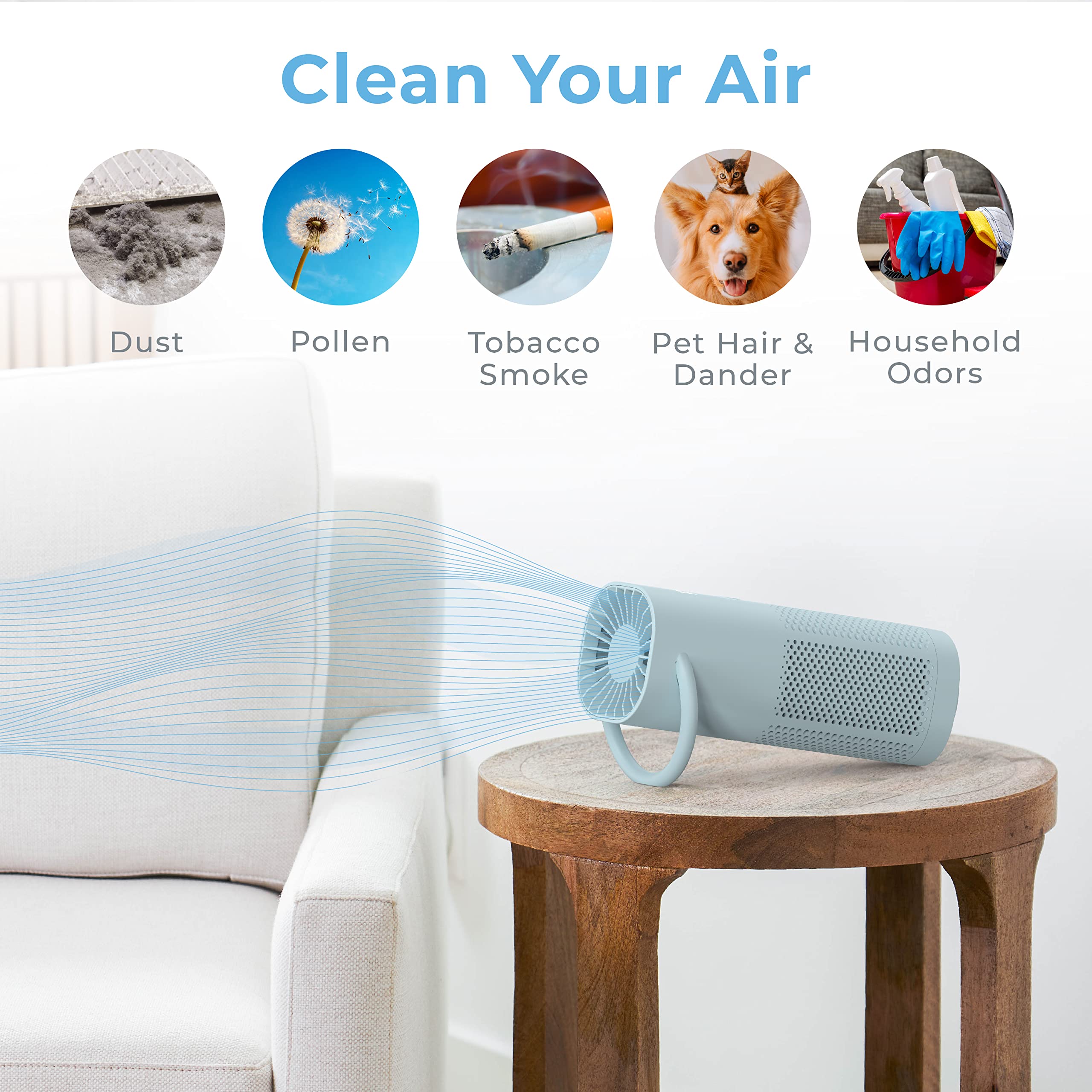 Pure Enrichment PureZone Mini battery pack illustrating cordless use