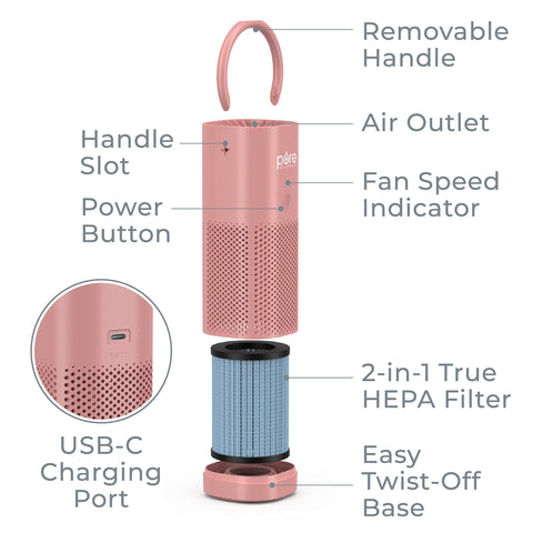 Pure Enrichment PureZone Mini rechargeable battery for 12 hours of cordless use.