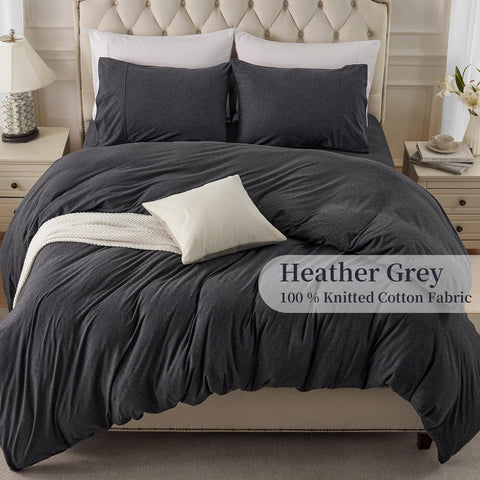 Pure Era duvet cover in Heather Charcoal Grey adds a chic bedroom look.