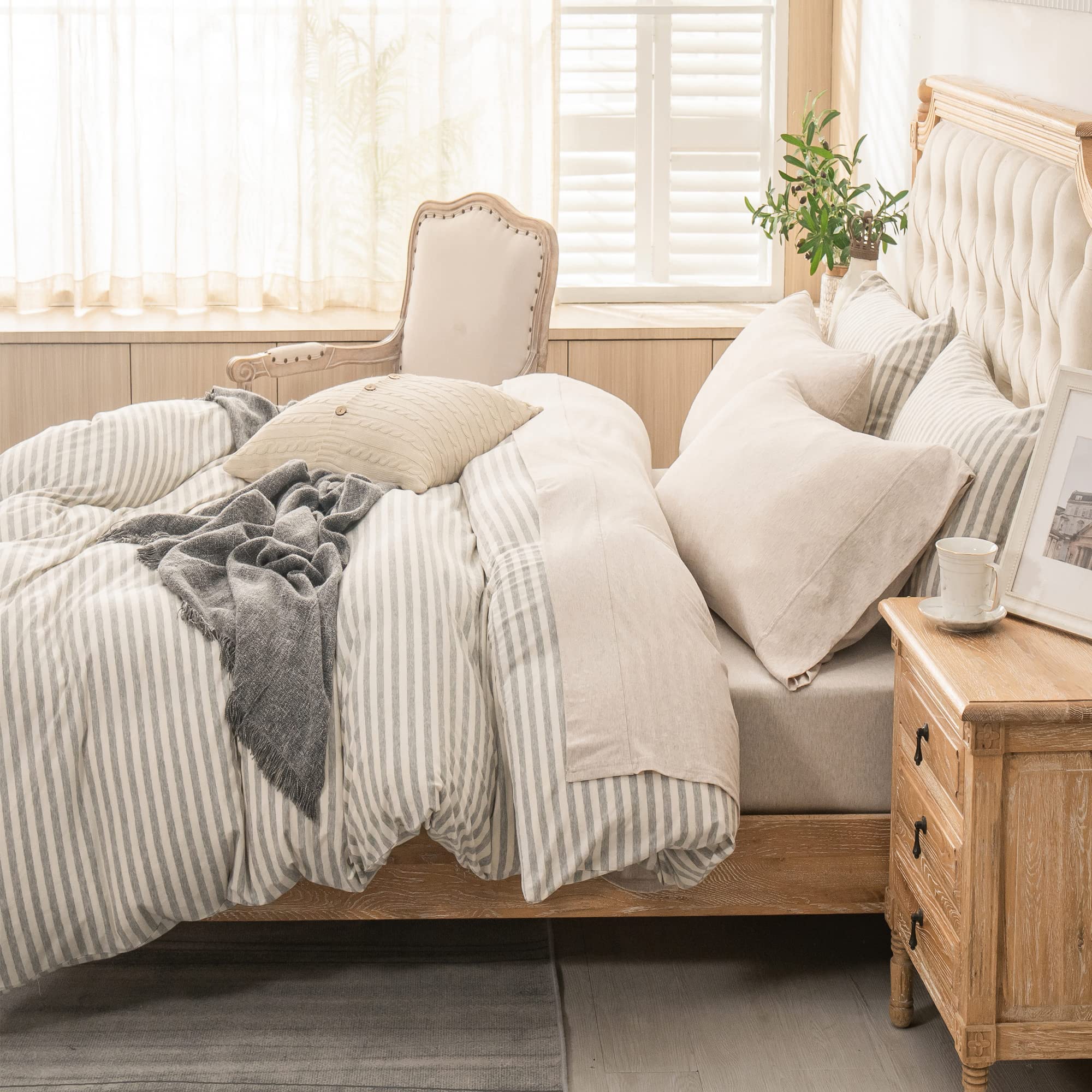 PURE ERA Jersey Knit pillowcase in Heather Beige adds soft, breathable luxury