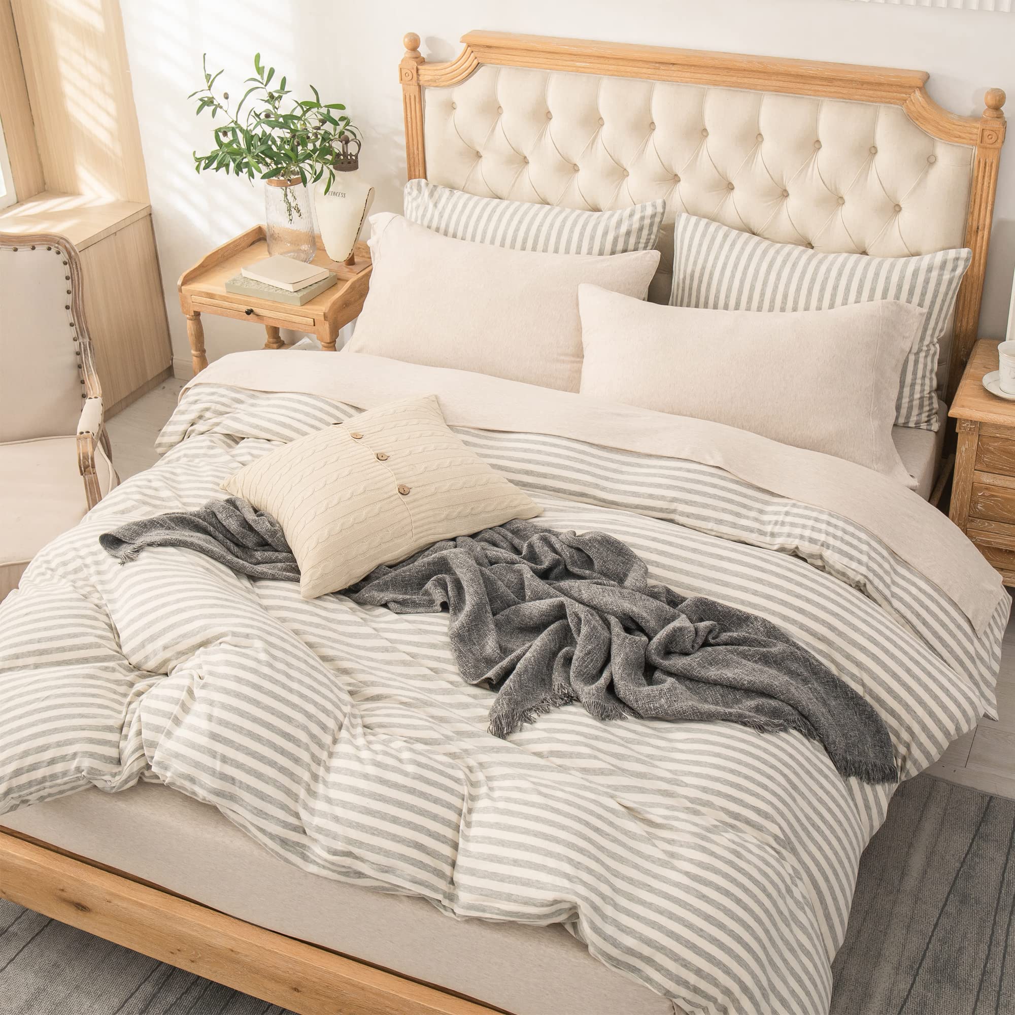 PURE ERA Jersey Knit pillowcase in Heather Beige provides cozy support