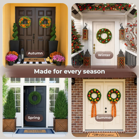 Pure Garden all-season wreath with vibrant green foliage for versatile styling.