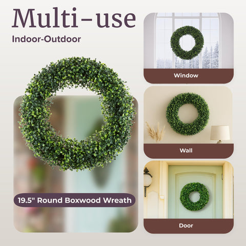 Pure Garden front-door wreath showing lush greenery and embedded twigs for depth.