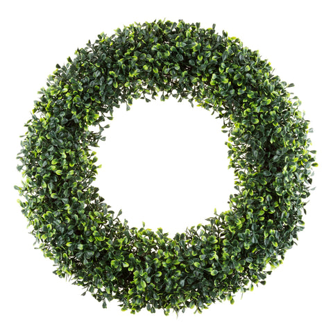 Pure Garden 19.5-inch boxwood wreath front door with UV protection for outdoor longevity.
