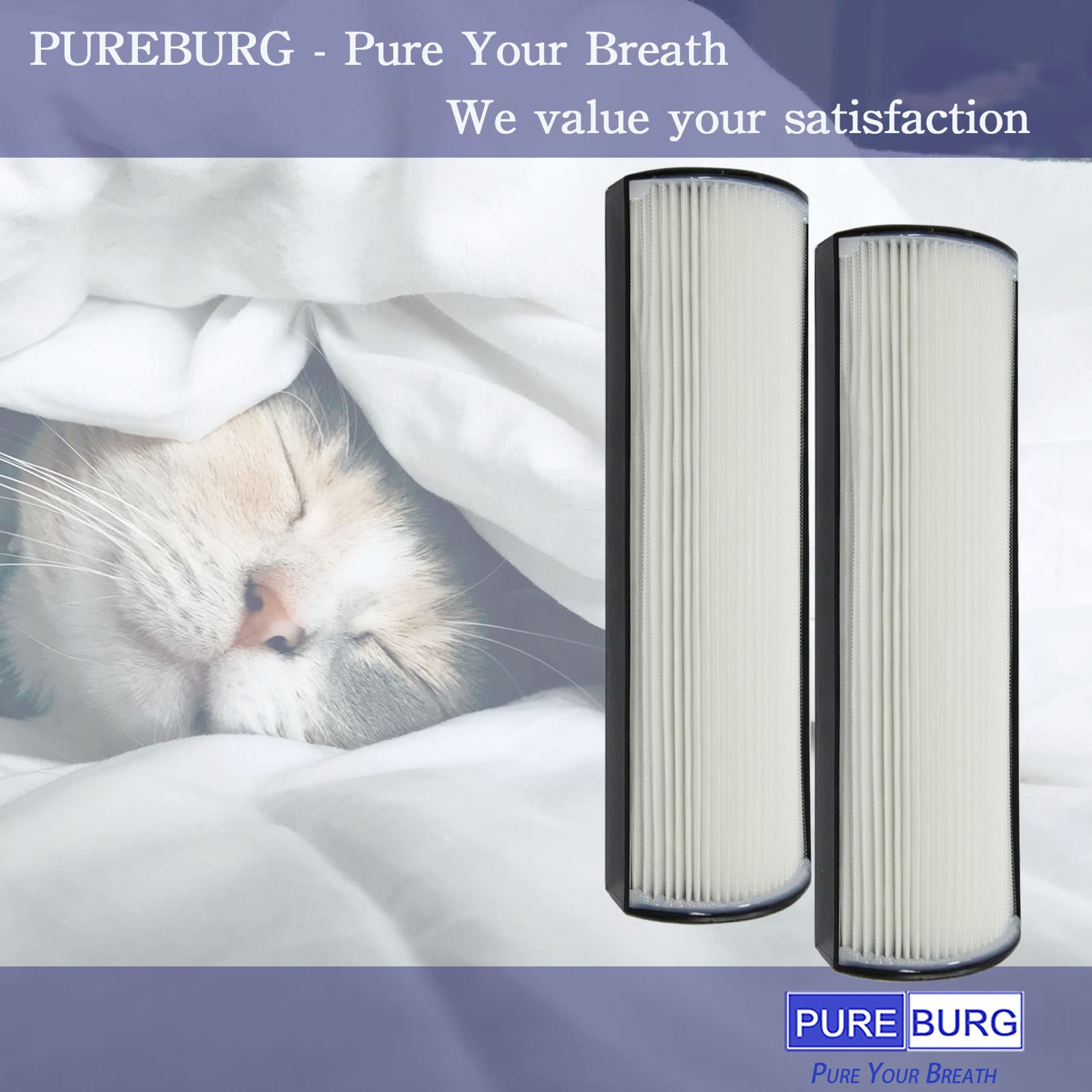 PUREBURG care tip: replace filters regularly to maintain purifier performance.