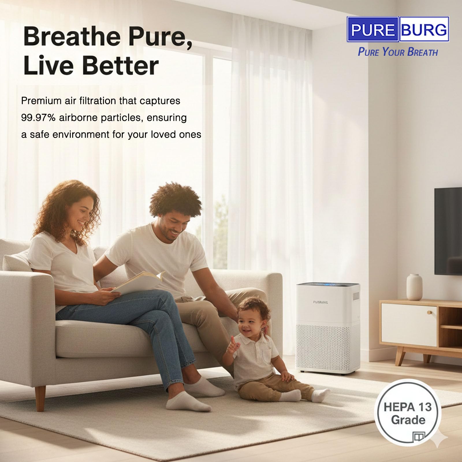 PUREBURG PM2.5 capture supports cleaner indoor air.