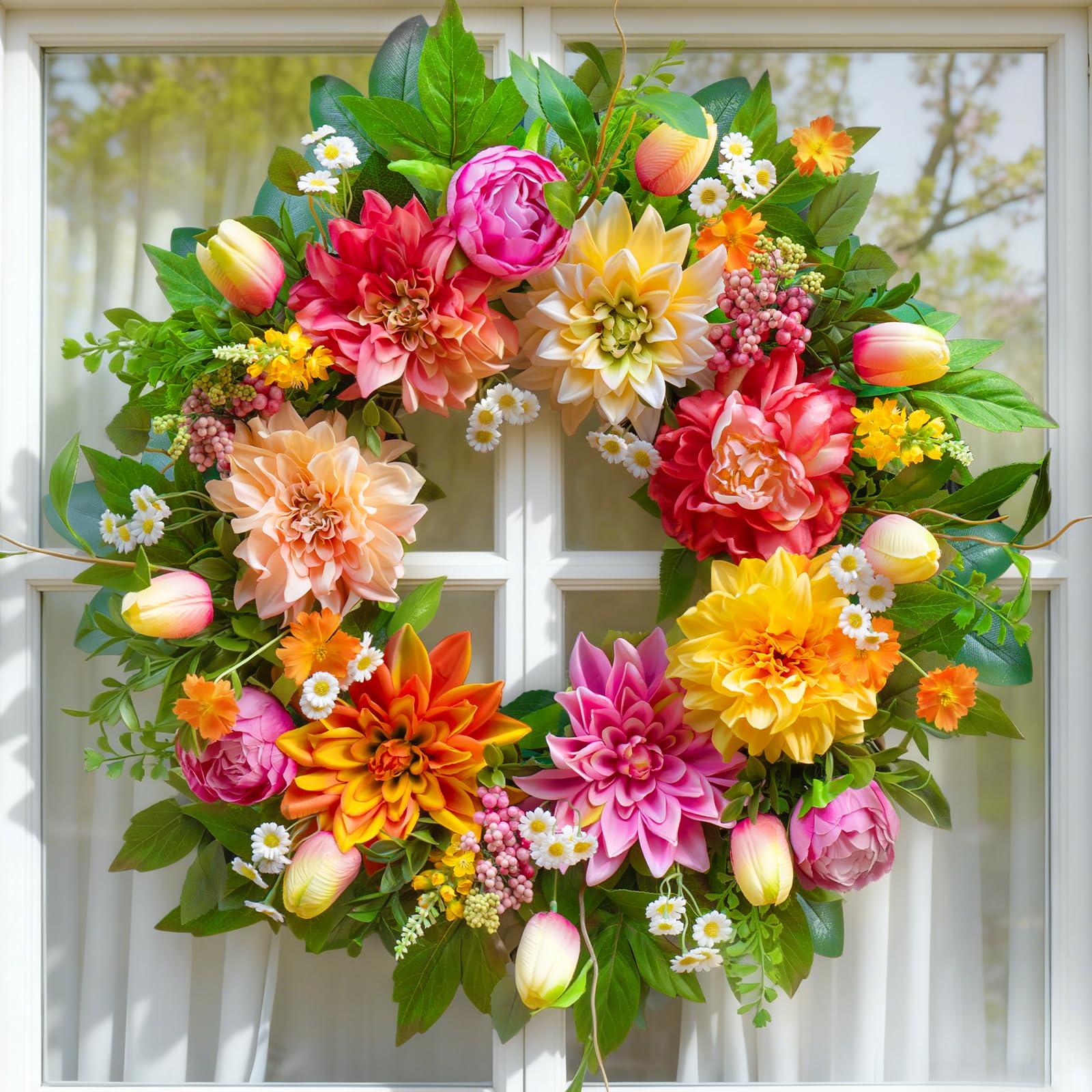 PureCosy easy-hanging wreath reduces setup time with lightweight construction.