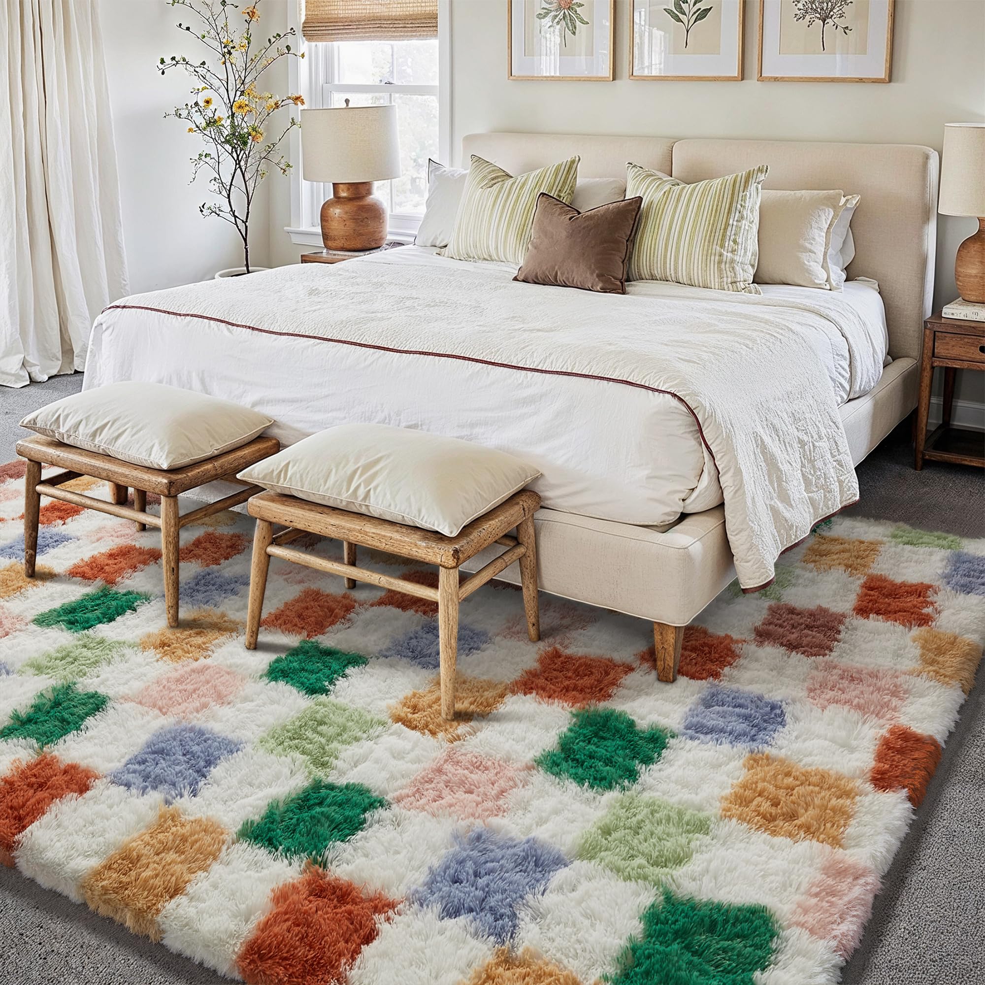 PureCozy rug with easy care can be vacuumed on low power or wiped to refresh fluff.