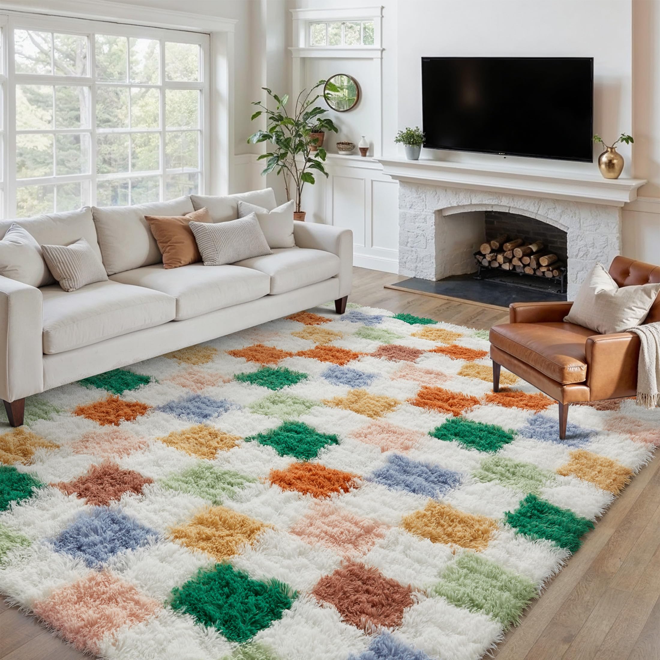 PureCozy rug shows non-slip backing with dense anti-slip dots for secure placement.