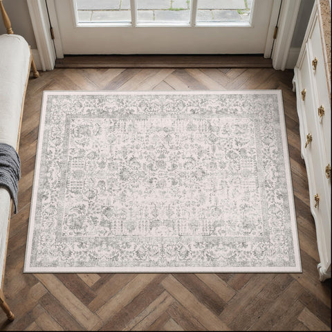 PureCozy Gray Entryway Rug texture close-up showing durable fibers