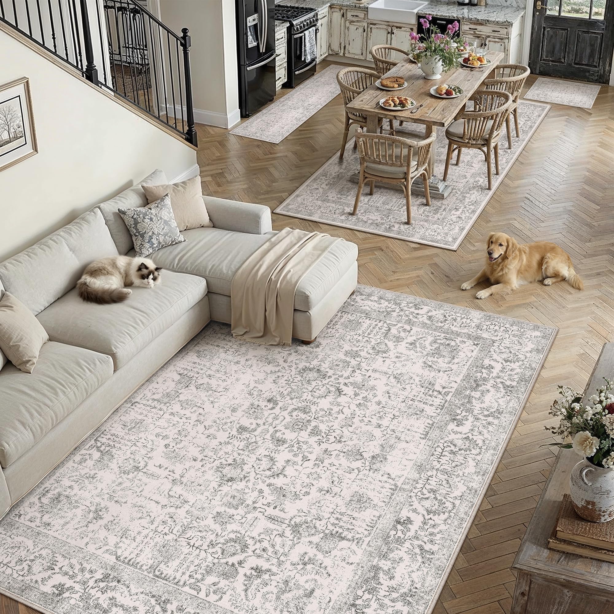 PureCozy Gray Entryway Rug kid and pet friendly for family life