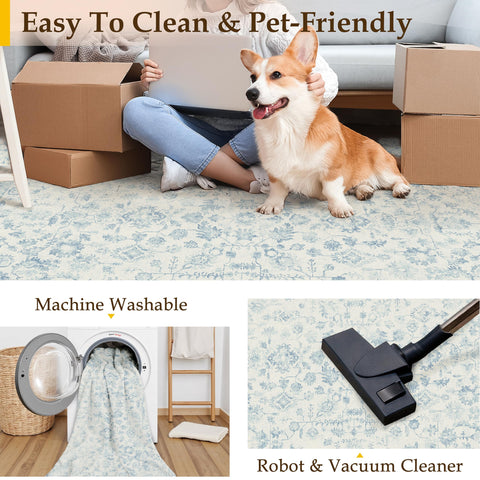 PureCozy machine-washable rug for quick cleaning in busy homes