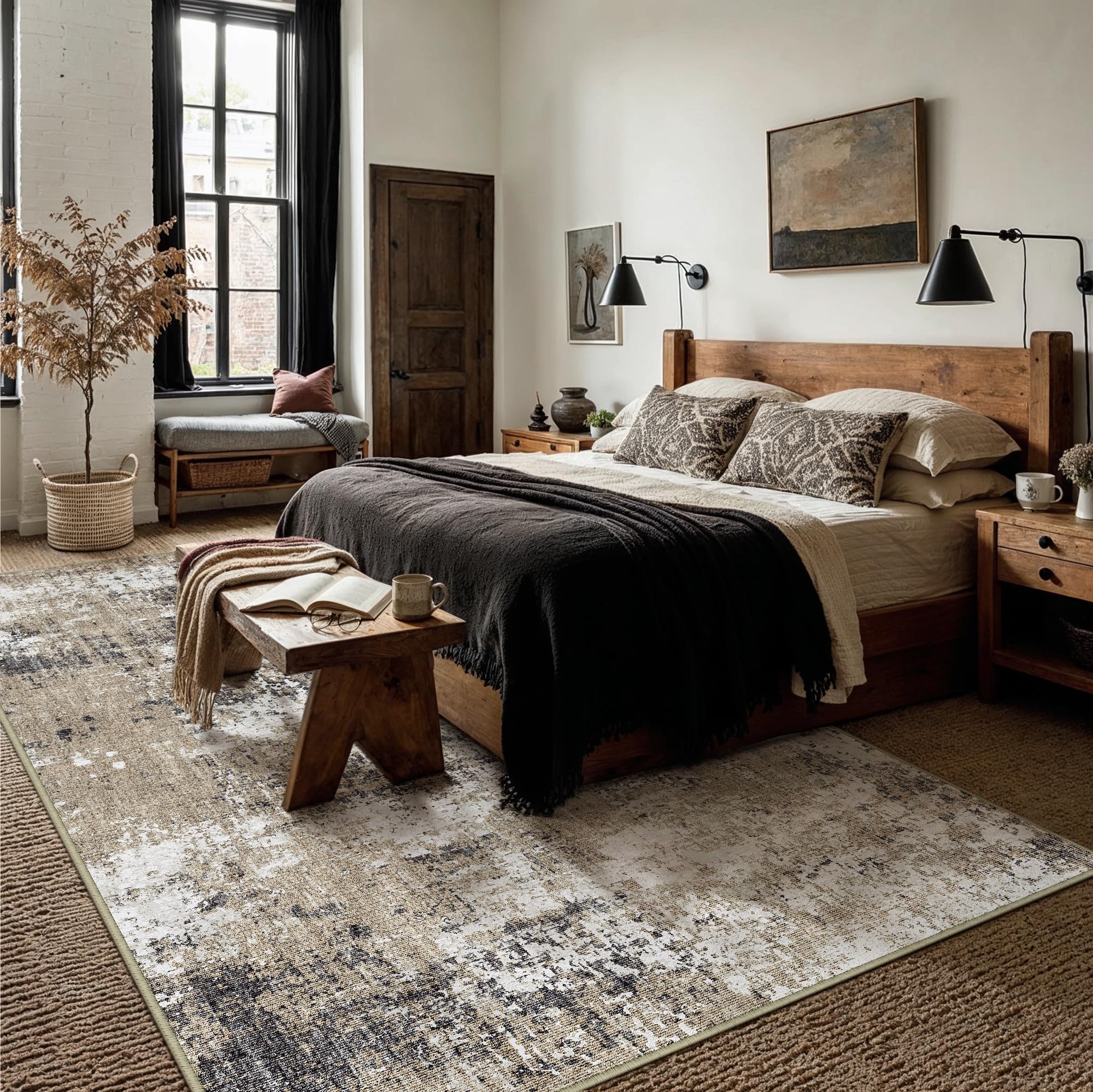 PureCozy non-slip back rug keeps it in place on smooth floors for safety.