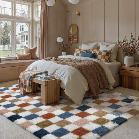 PureCozy non-slip backing with anti-slip dots keeps rug in place.