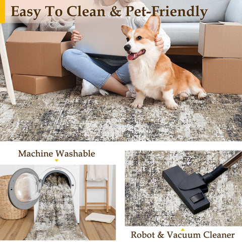 PureCozy pet-friendly rug is easy to clean for households with pets.