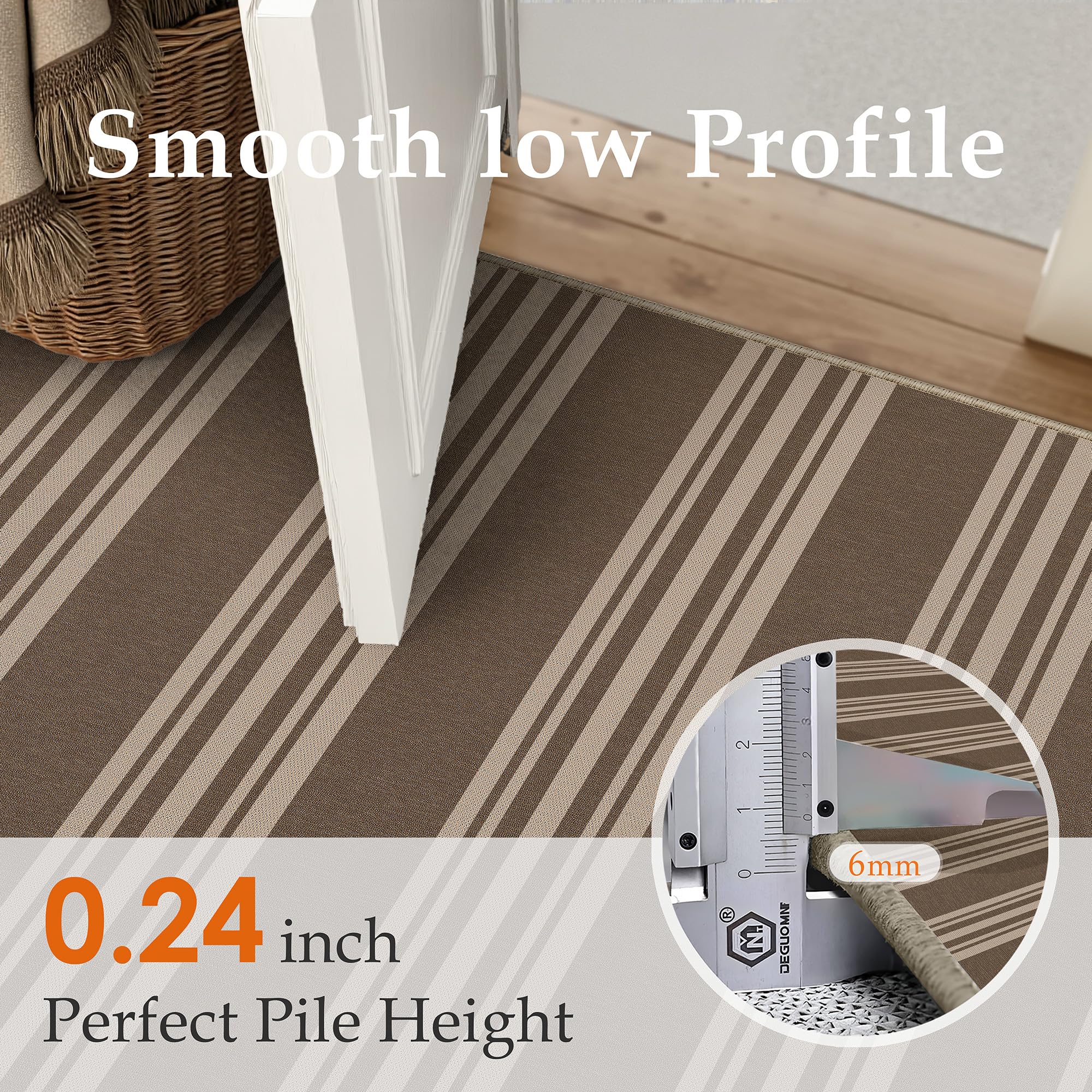 PureCozy striped easy jute 5x7 rug by entry enhances safety and clean entryway charm.