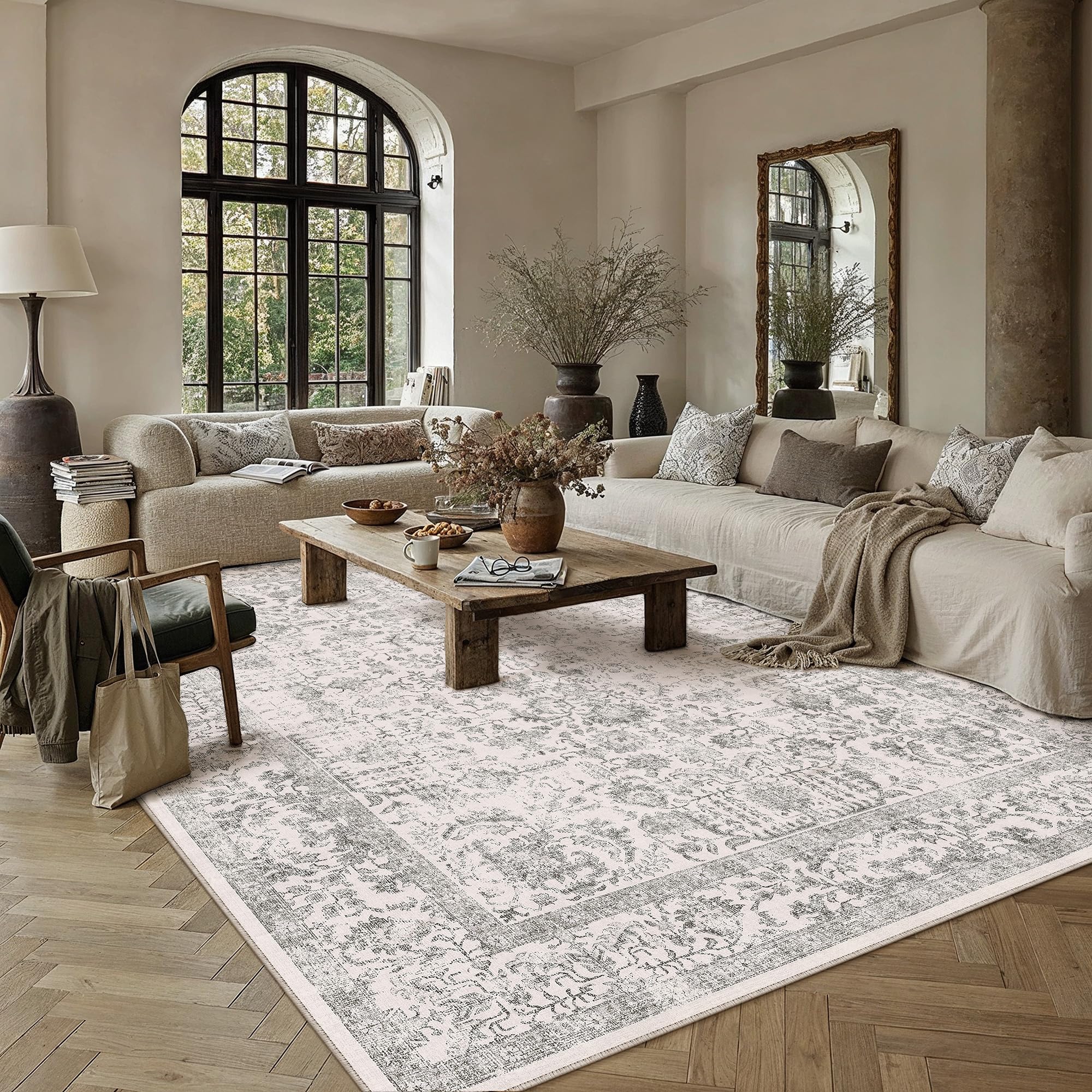 PureCozy vintage floral-pattern rug enhances retro style with soft underfoot comfort.
